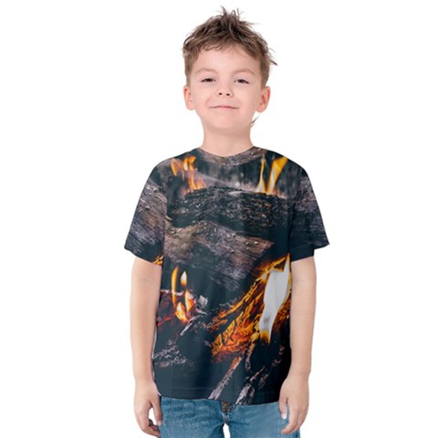 Wood Fire Camping Forest On Kids  Cotton T-shirt by Bedest