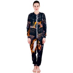 Wood Fire Camping Forest On Onepiece Jumpsuit (ladies) by Bedest