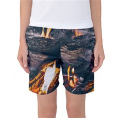 Wood Fire Camping Forest On Women s Basketball Shorts by Bedest