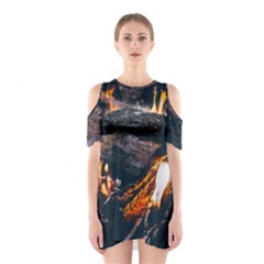 Wood Fire Camping Forest On Shoulder Cutout One Piece Dress by Bedest