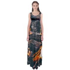 Wood Fire Camping Forest On Empire Waist Maxi Dress by Bedest