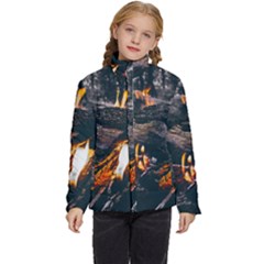 Wood Fire Camping Forest On Kids  Puffer Bubble Jacket Coat by Bedest