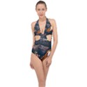 Wood Fire Camping Forest On Halter Front Plunge Swimsuit View1