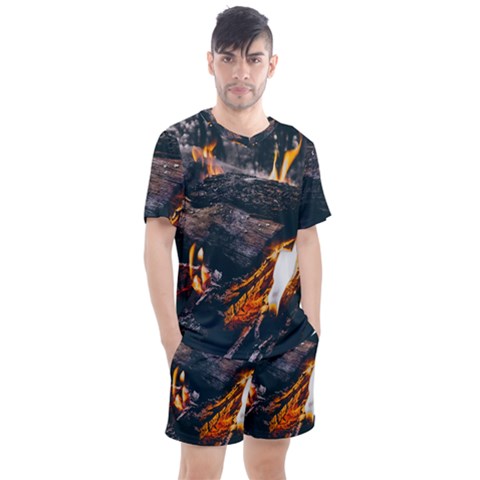 Wood Fire Camping Forest On Men s Mesh T-shirt And Shorts Set by Bedest