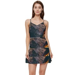 Wood Fire Camping Forest On Short Frill Dress by Bedest