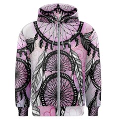 Dream Catcher Art Feathers Pink Men s Zipper Hoodie by Bedest