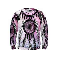 Dream Catcher Art Feathers Pink Kids  Sweatshirt by Bedest