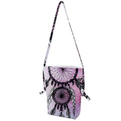 Dream Catcher Art Feathers Pink Folding Shoulder Bag by Bedest