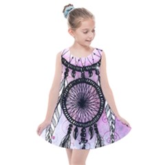 Dream Catcher Art Feathers Pink Kids  Summer Dress by Bedest