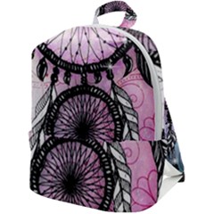 Dream Catcher Art Feathers Pink Zip Up Backpack by Bedest