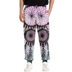 Dream Catcher Art Feathers Pink Men s Elastic Waist Pants by Bedest