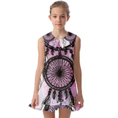 Dream Catcher Art Feathers Pink Kids  Pilgrim Collar Ruffle Hem Dress by Bedest