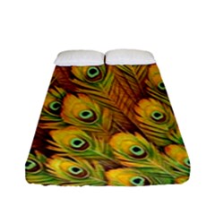 Peacock Feathers Green Yellow Fitted Sheet (full/ Double Size) by Bedest