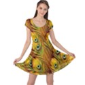 Peacock Feathers Green Yellow Cap Sleeve Dress View1