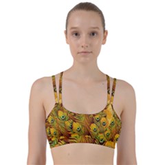 Peacock Feathers Green Yellow Line Them Up Sports Bra by Bedest