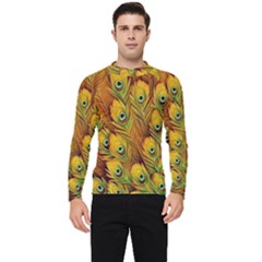 Peacock Feathers Green Yellow Men s Long Sleeve Rash Guard by Bedest