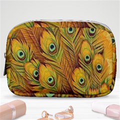 Peacock Feathers Green Yellow Make Up Pouch (small) by Bedest