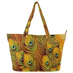 Peacock Feathers Green Yellow Full Print Shoulder Bag by Bedest