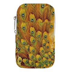 Peacock Feathers Green Yellow Waist Pouch (small) by Bedest