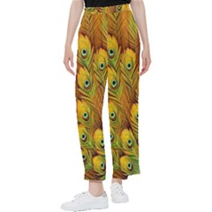 Peacock Feathers Green Yellow Women s Pants  by Bedest