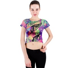 Anchor Purple Space Crew Neck Crop Top by Bedest