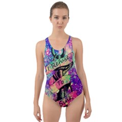 Anchor Purple Space Cut-out Back One Piece Swimsuit by Bedest