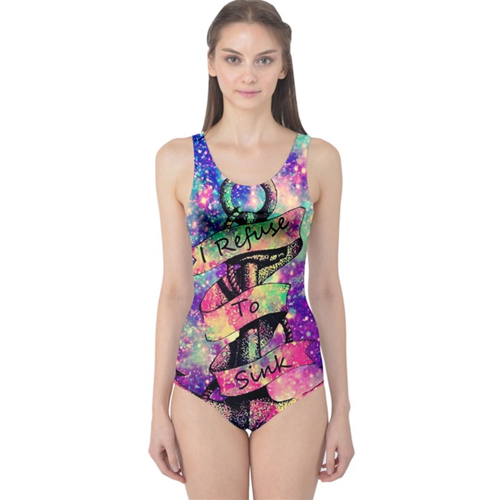 Anchor Purple Space One Piece Swimsuit