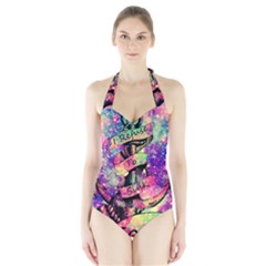 Anchor Purple Space Halter Swimsuit by Bedest