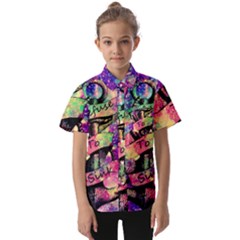 Anchor Purple Space Kids  Short Sleeve Shirt by Bedest