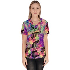 Anchor Purple Space Women s V-neck Scrub Top by Bedest