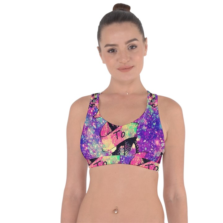 Anchor Purple Space Cross String Back Sports Bra