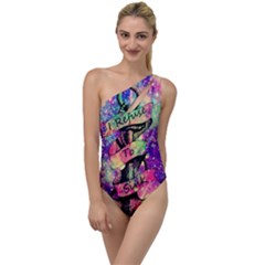 Anchor Purple Space To One Side Swimsuit by Bedest