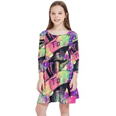 Anchor Purple Space Kids  Quarter Sleeve Skater Dress by Bedest