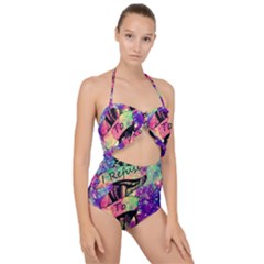 Anchor Purple Space Scallop Top Cut Out Swimsuit by Bedest