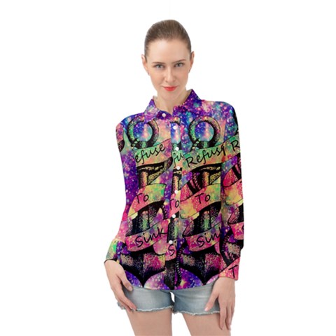 Anchor Purple Space Long Sleeve Chiffon Shirt by Bedest