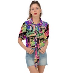 Anchor Purple Space Tie Front Shirt  by Bedest