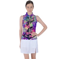 Anchor Purple Space Women s Sleeveless Polo T-shirt by Bedest