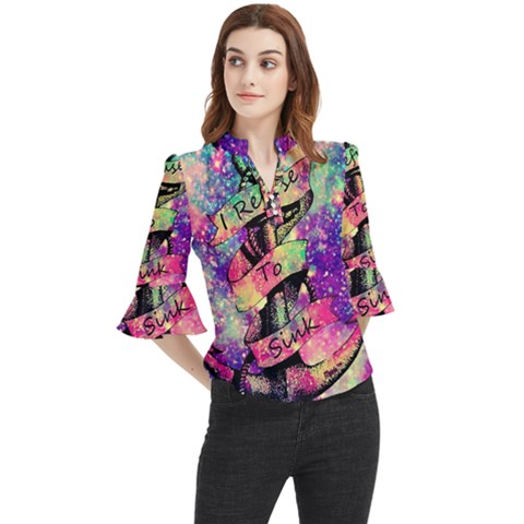 Anchor Purple Space Loose Horn Sleeve Chiffon Blouse by Bedest