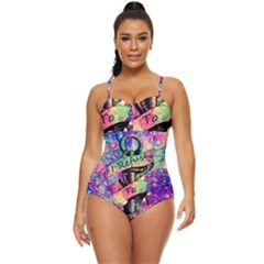 Anchor Purple Space Retro Full Coverage Swimsuit by Bedest