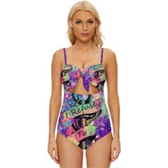 Anchor Purple Space Knot Front One-piece Swimsuit by Bedest