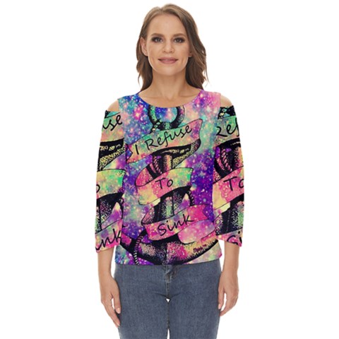 Anchor Purple Space Cut Out Wide Sleeve Top by Bedest