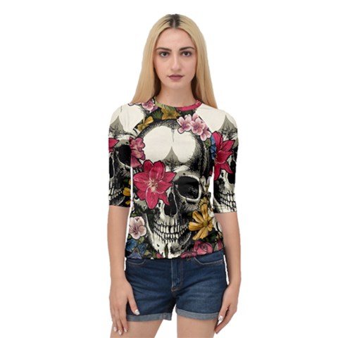 Skull Flowers American Native Dream Catcher Legend Quarter Sleeve Raglan T-shirt by Bedest