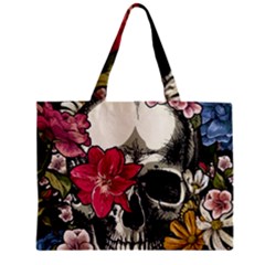 Skull Flowers American Native Dream Catcher Legend Zipper Mini Tote Bag by Bedest