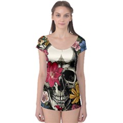 Skull Flowers American Native Dream Catcher Legend Boyleg Leotard  by Bedest