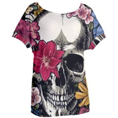 Skull Flowers American Native Dream Catcher Legend Women s Oversized T-shirt by Bedest