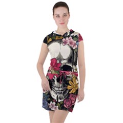 Skull Flowers American Native Dream Catcher Legend Drawstring Hooded Dress by Bedest