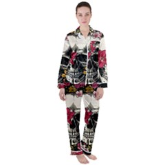 Skull Flowers American Native Dream Catcher Legend Women s Long Sleeve Satin Pajamas Set	 by Bedest