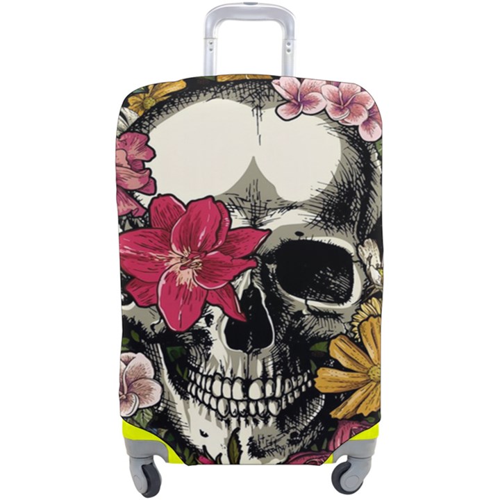 Skull Flowers American Native Dream Catcher Legend Luggage Cover (Large)