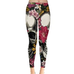 Skull Flowers American Native Dream Catcher Legend Inside Out Leggings by Bedest