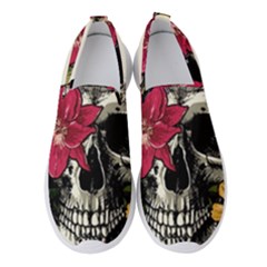 Skull Flowers American Native Dream Catcher Legend Women s Slip On Sneakers by Bedest